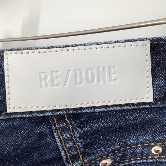 NEW! RE/DONE Sz 26 Midi Denim Skirt Heritage Rinse Stud Blue Jean $395 msrp I9-6 - Picture 5 of 10